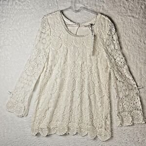 Solitaire Crochet Womens Size S Tunic Top/Mini Dress Coquette Romantic Dainty‎